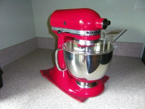KitchenAid Counter Mixer.  I went 35 years using a hand mixer instead of one of these, and I can't believe how much easier this is to use.  Now I can easily make bread, pizza dough, cakes...you name it.